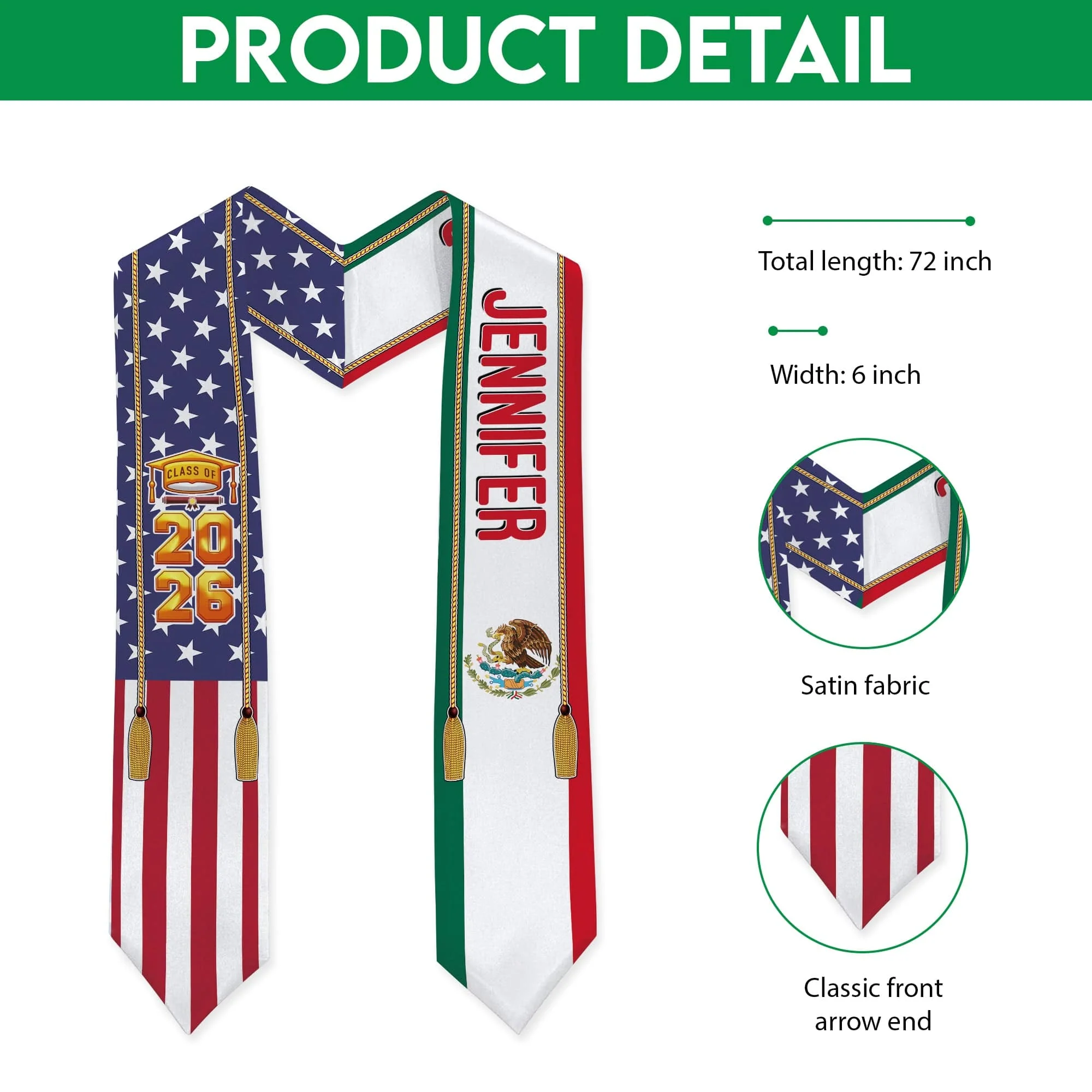 Country Flag Class of 2026 Stoles Sash, Graduation Gift, Senior Gift K228 CH07 888875 - Image 16