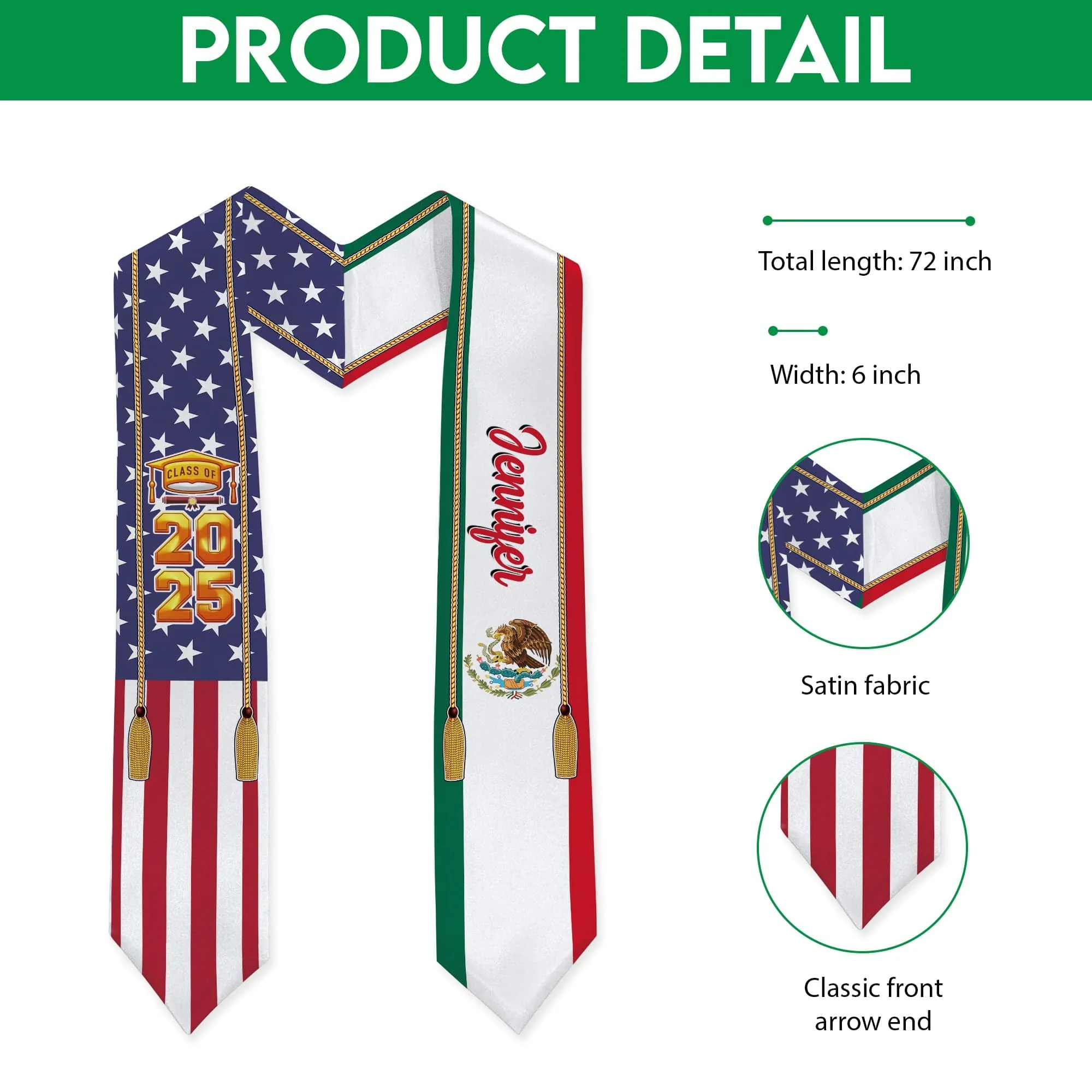 Country Flag Class of 2026 Stoles Sash, Graduation Gift, Senior Gift K228 CH07 888875 - Image 8