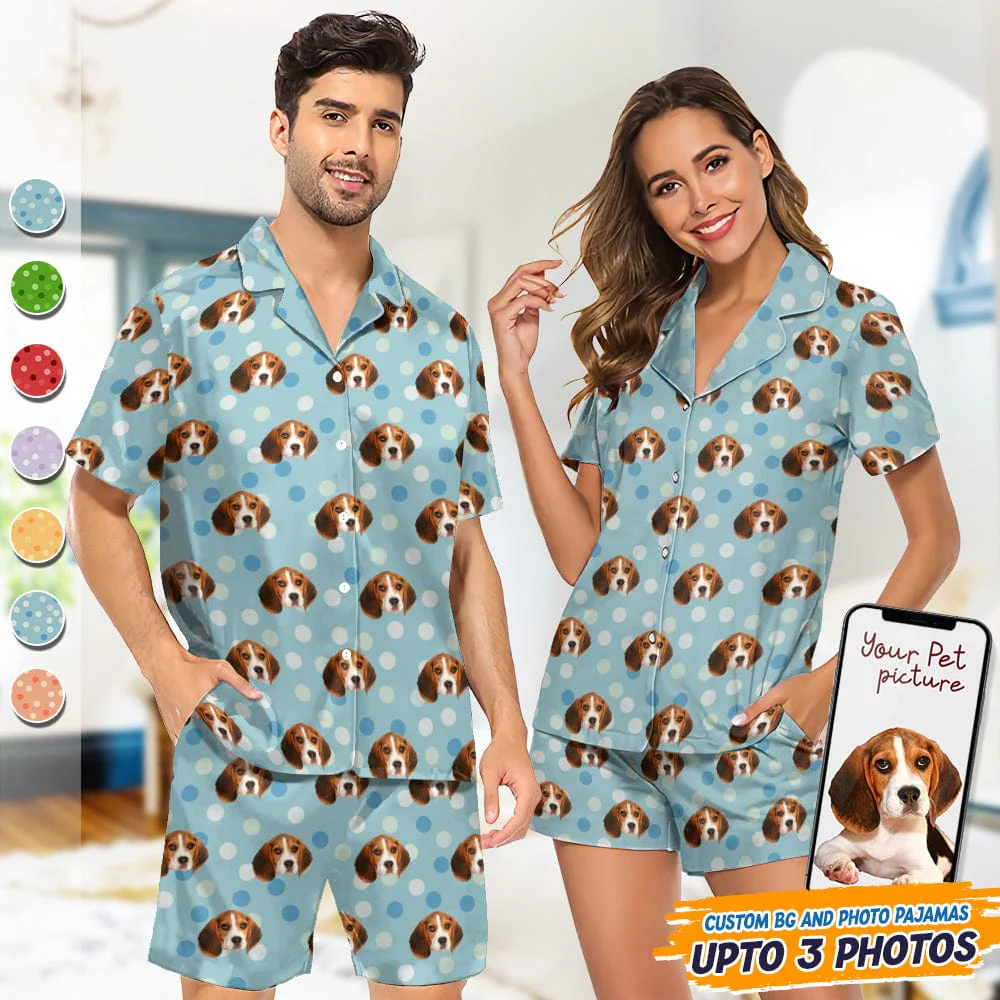 Custom Dog Photo With Polka Dots Pattern Short Pajamas T368 888884 - Image 3