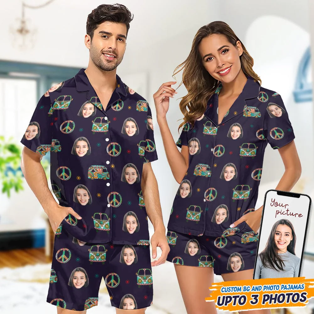 Custom Face Photo Hippie Short Pajamas T368 888890 - Image 2