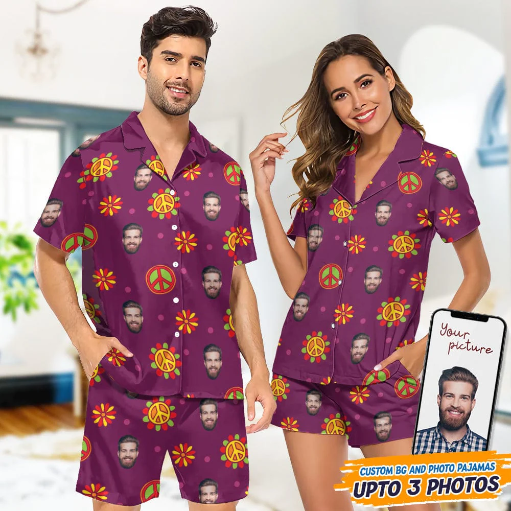 Custom Face Photo Hippie Short Pajamas T368 888890 - Image 3