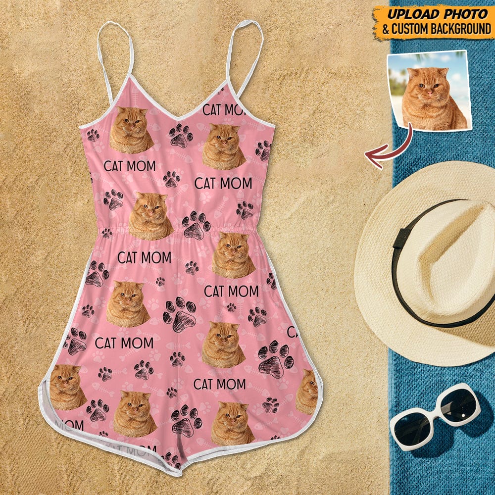 Custom Photo Dog Cat Mom Sleeveless Romper N304 992 - Image 6