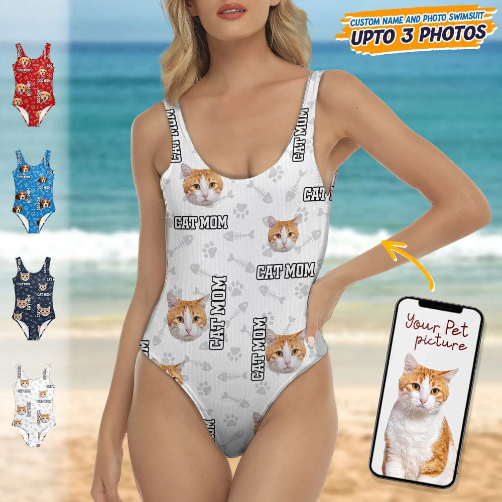 Custom Cat Photo With Accessory Pattern Swimsuit TA29 889002 - Image 4
