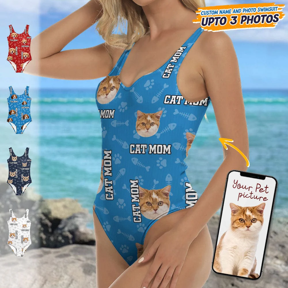Custom Cat Photo With Accessory Pattern Swimsuit TA29 889002 - Image 6