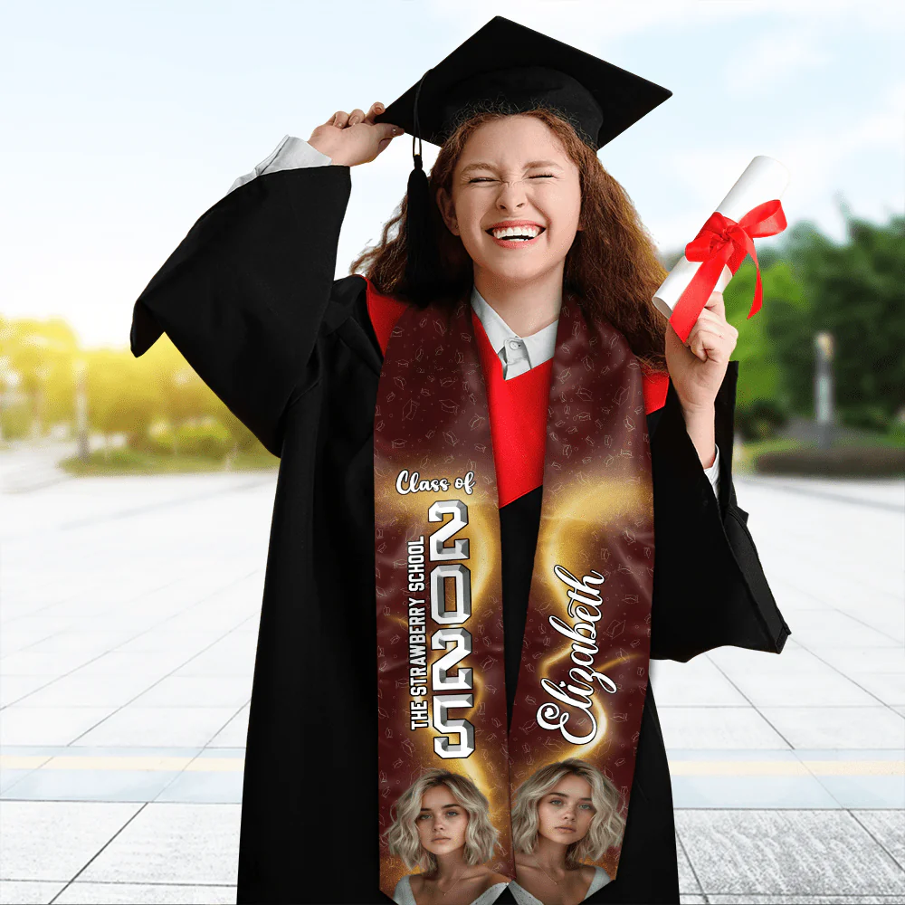 Custom Photo With Accessory Pattern Graduation Gift Stoles N304 LM32 889006 - Image 3