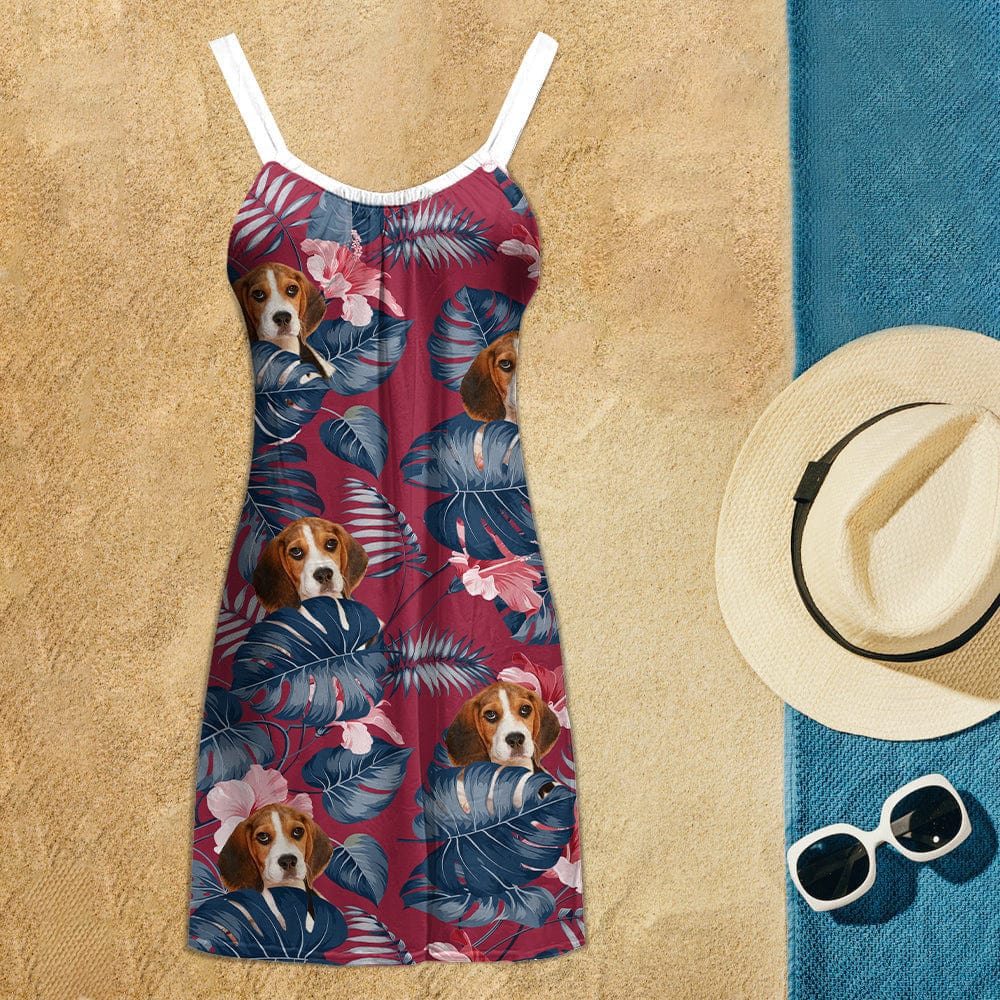 Custom Dog Photo Hawaii Women's Sleeveless Cami Dress N304 9011 - Image 2