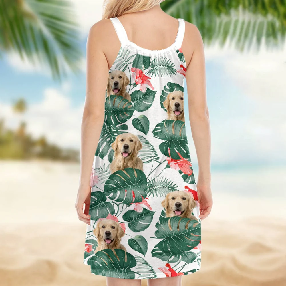 Custom Dog Photo Hawaii Women's Sleeveless Cami Dress N304 9011 - Image 3