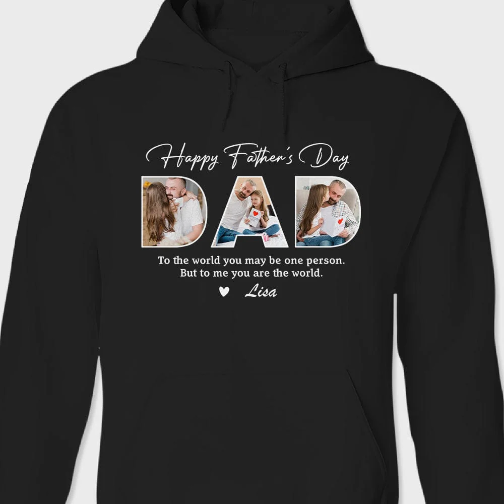 Custom Photo Happy Father's Day To Me You Are The World Dark Shirt K228 889012 - Image 2