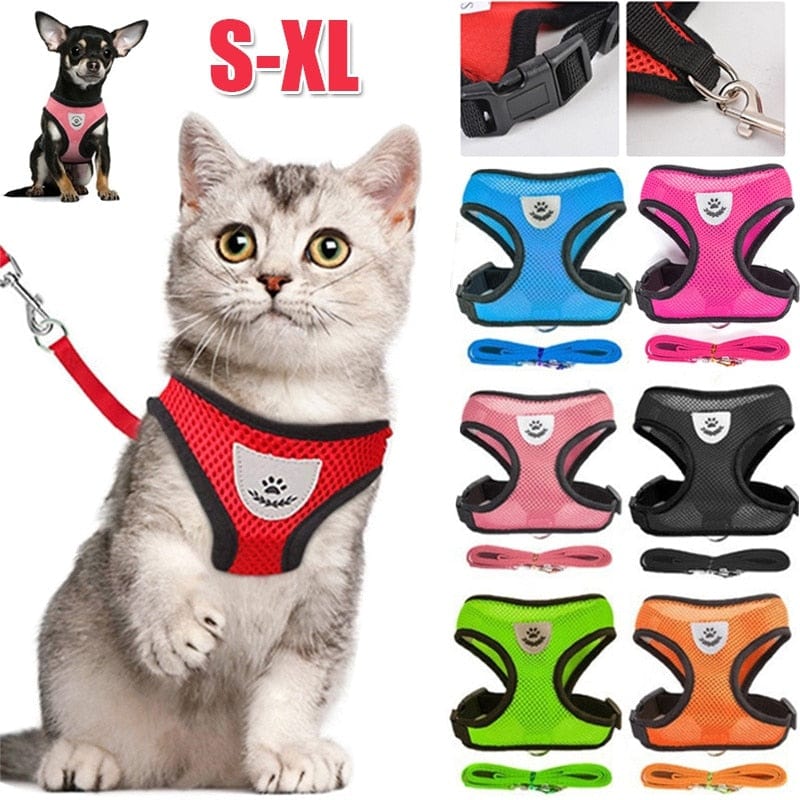 Dog Cat Adjustable Vest Polyester Mesh Breathable Harnesses
