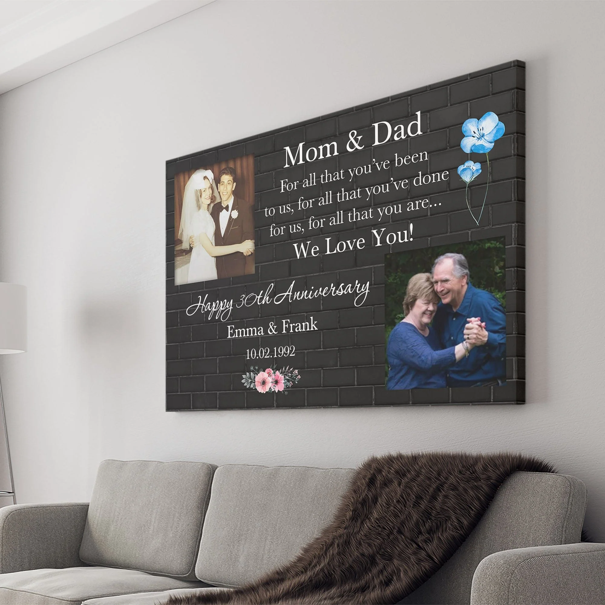 Anniversary Gift For Parents, Then And Now Picture, Anniversary Gift, Gift For Parents Golden Anniversary, Double Picture Print Canvas C364 - Image 3