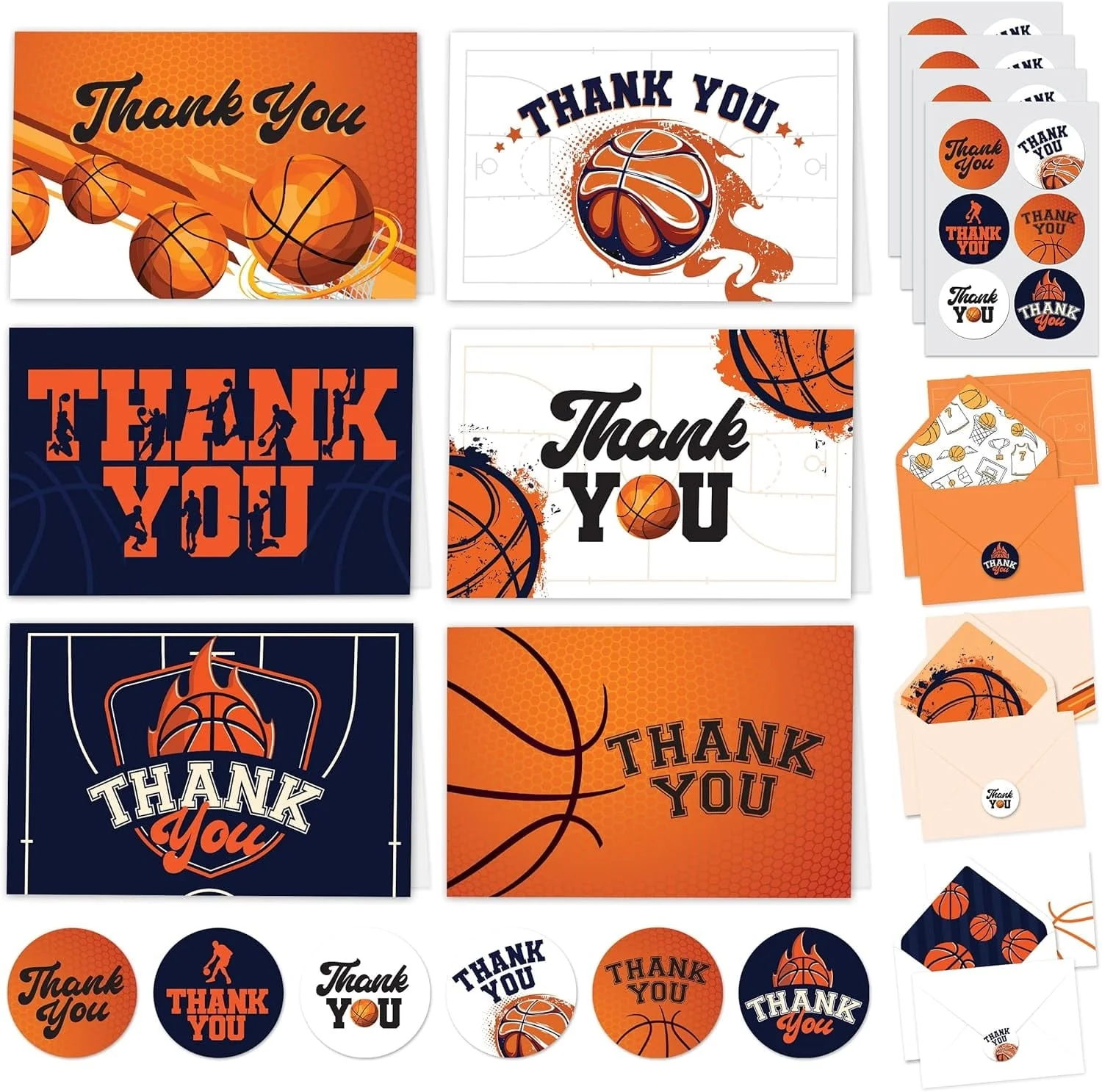 Baseball Thank You Cards, 24Pcs Greeting Card with 6 Designs, Blank Inside, 6X4 Inch, Matching Envelopes & Stickers, Perfect for Birthday, Coach, Father'S Day, Kid Thank You Cards - Image 8