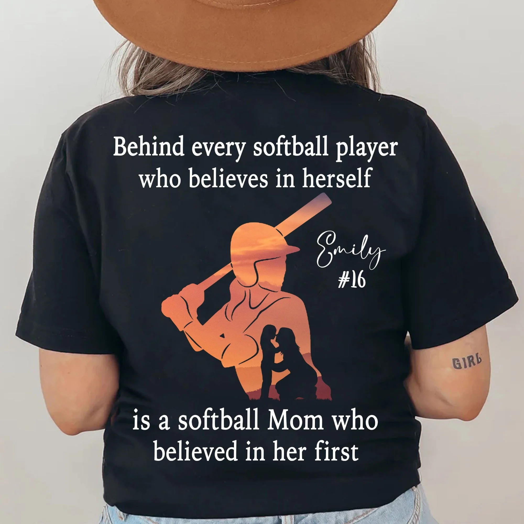 Behind Every Softball Player Is A Mom/Dad That Believes Personalized Custom Softball Shirts Backside C500