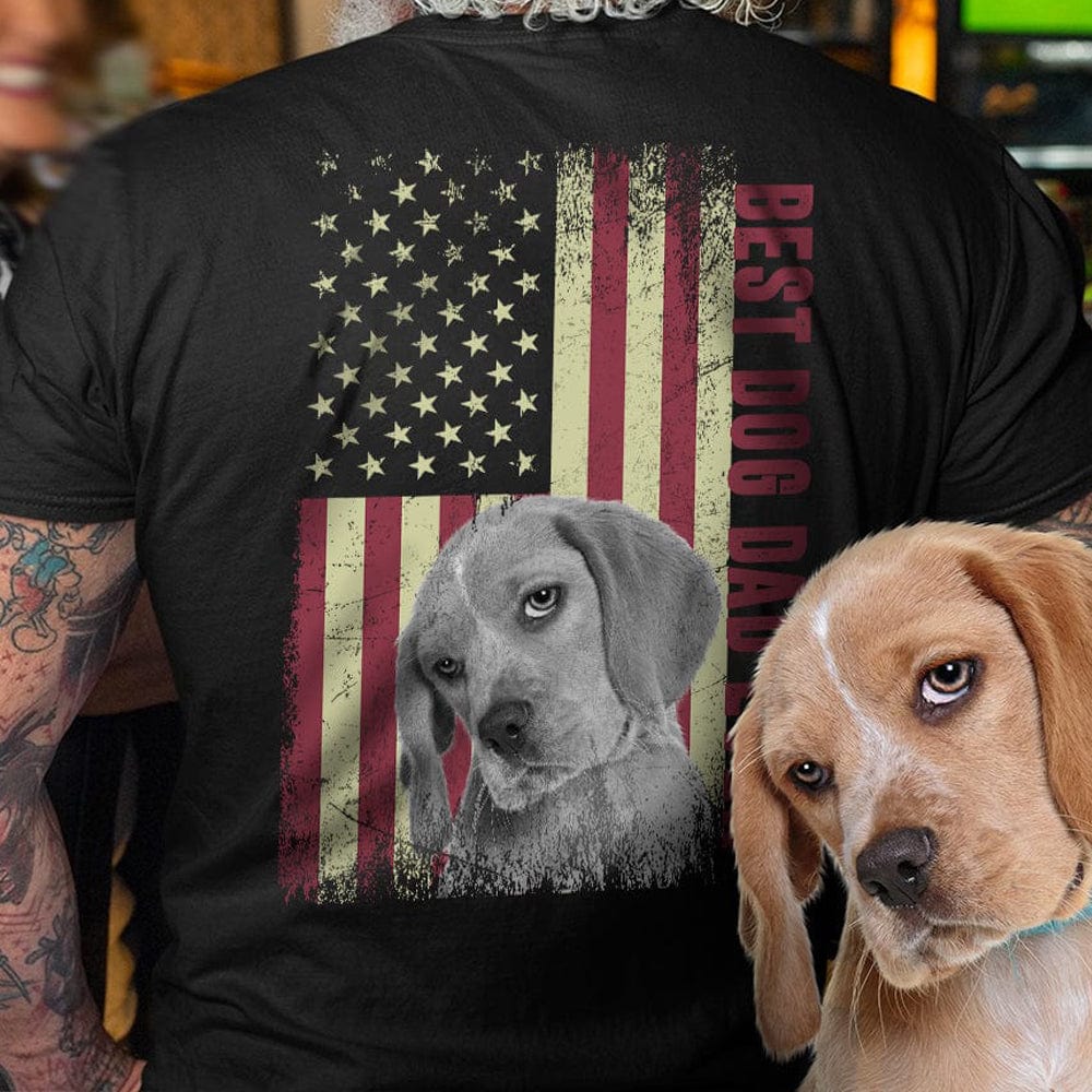 Best Dog Dad Ever Upload Photo Dog Shirt, US Flag Shirt only back N304 892889 - Image 4