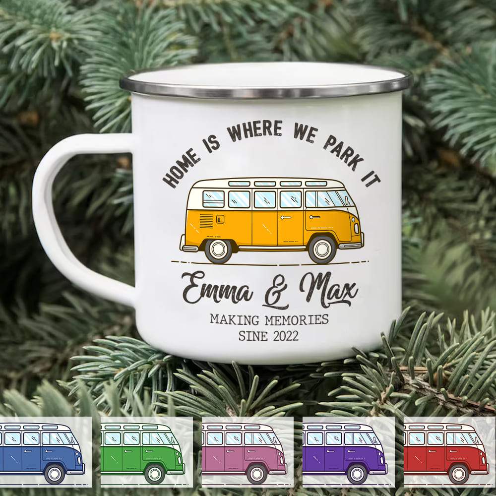 Home is where we park it Camping Steel Mug, Camping Gift, Camping Mug HN590 - Image 2
