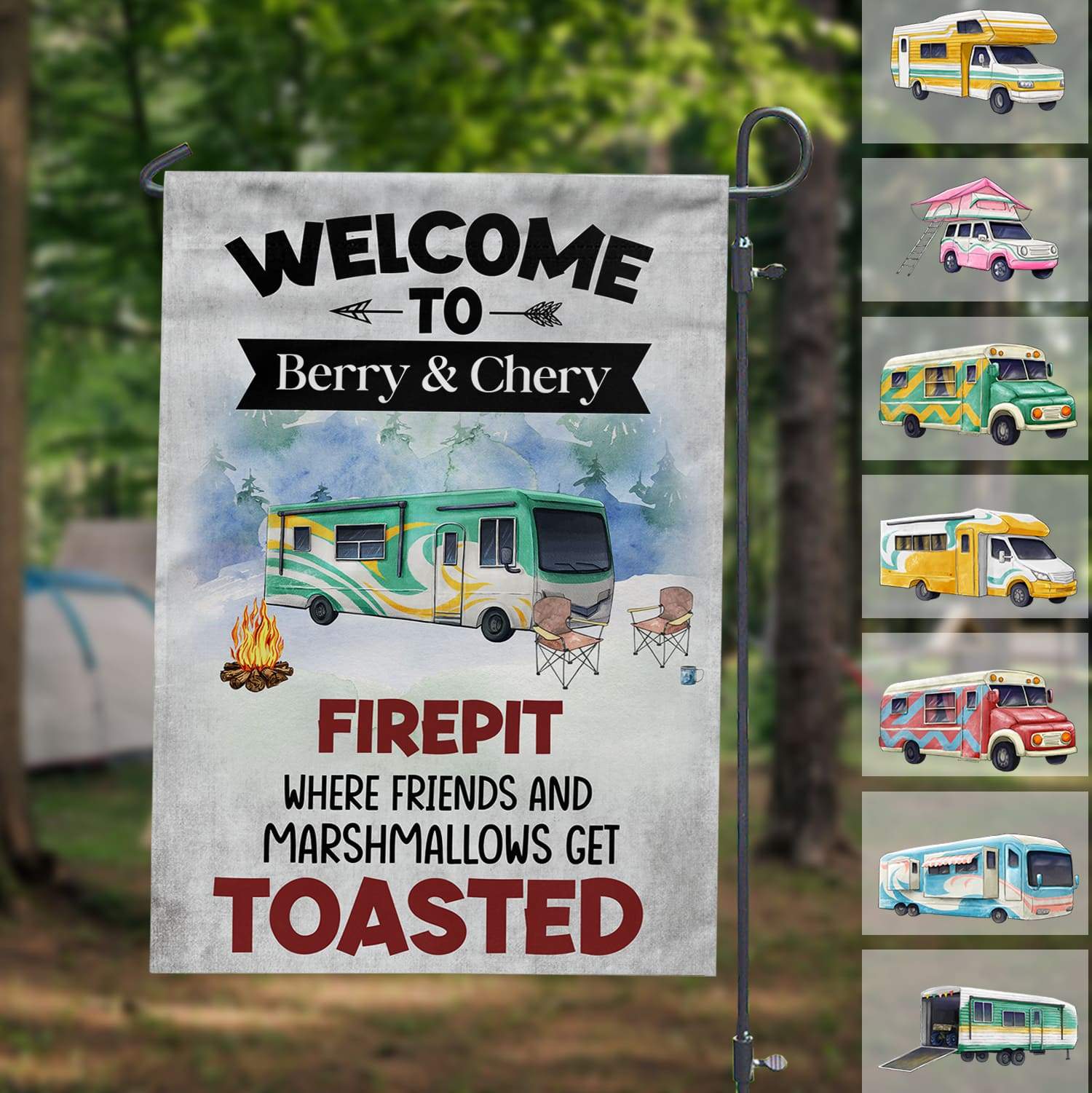Welcome To Our Firefit Estate Camping Garden Flag, Camping Gift HN590 - Image 3