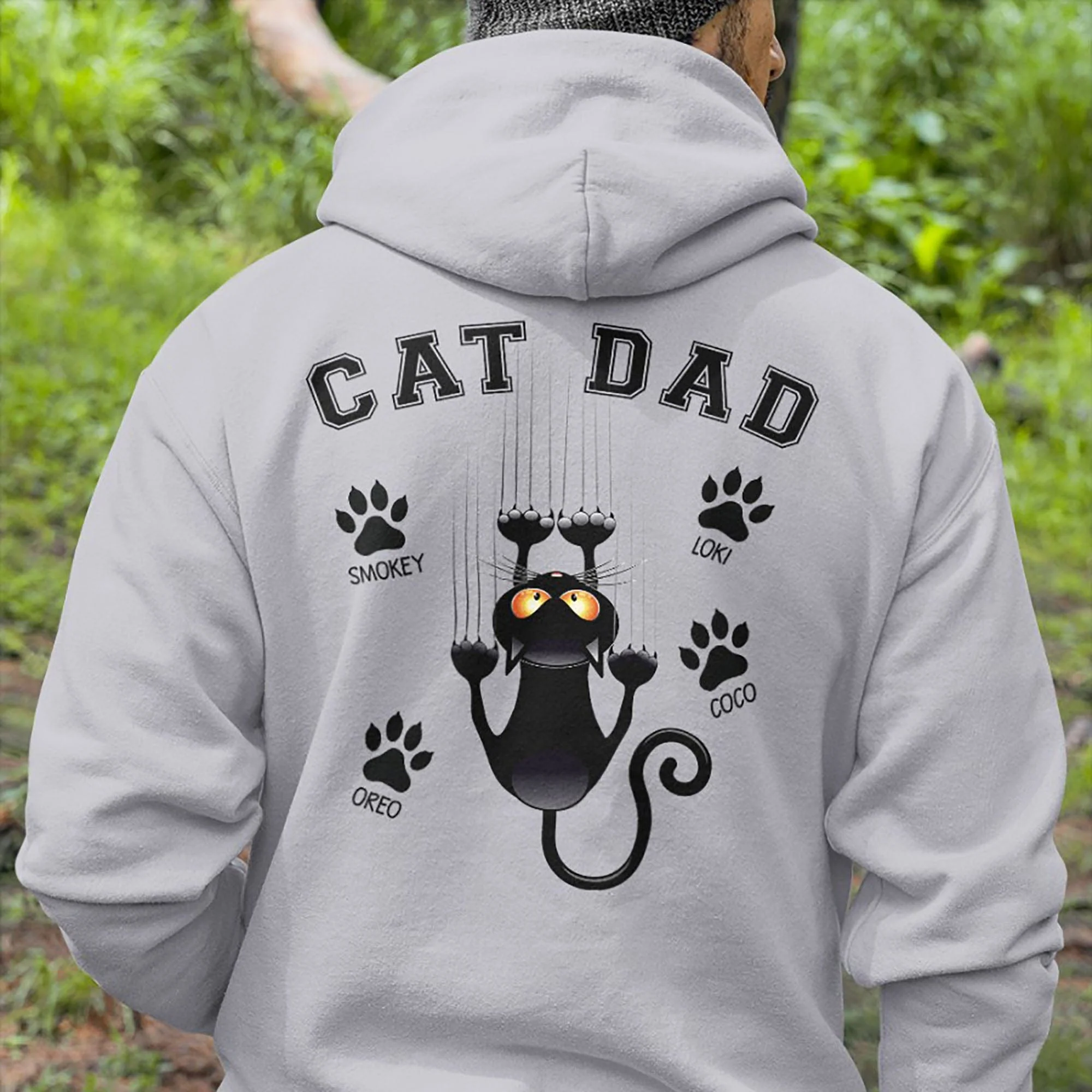 Cat Dad Cat Mom Personalized Custom Cat Bright Backside Shirt C434 - Image 3