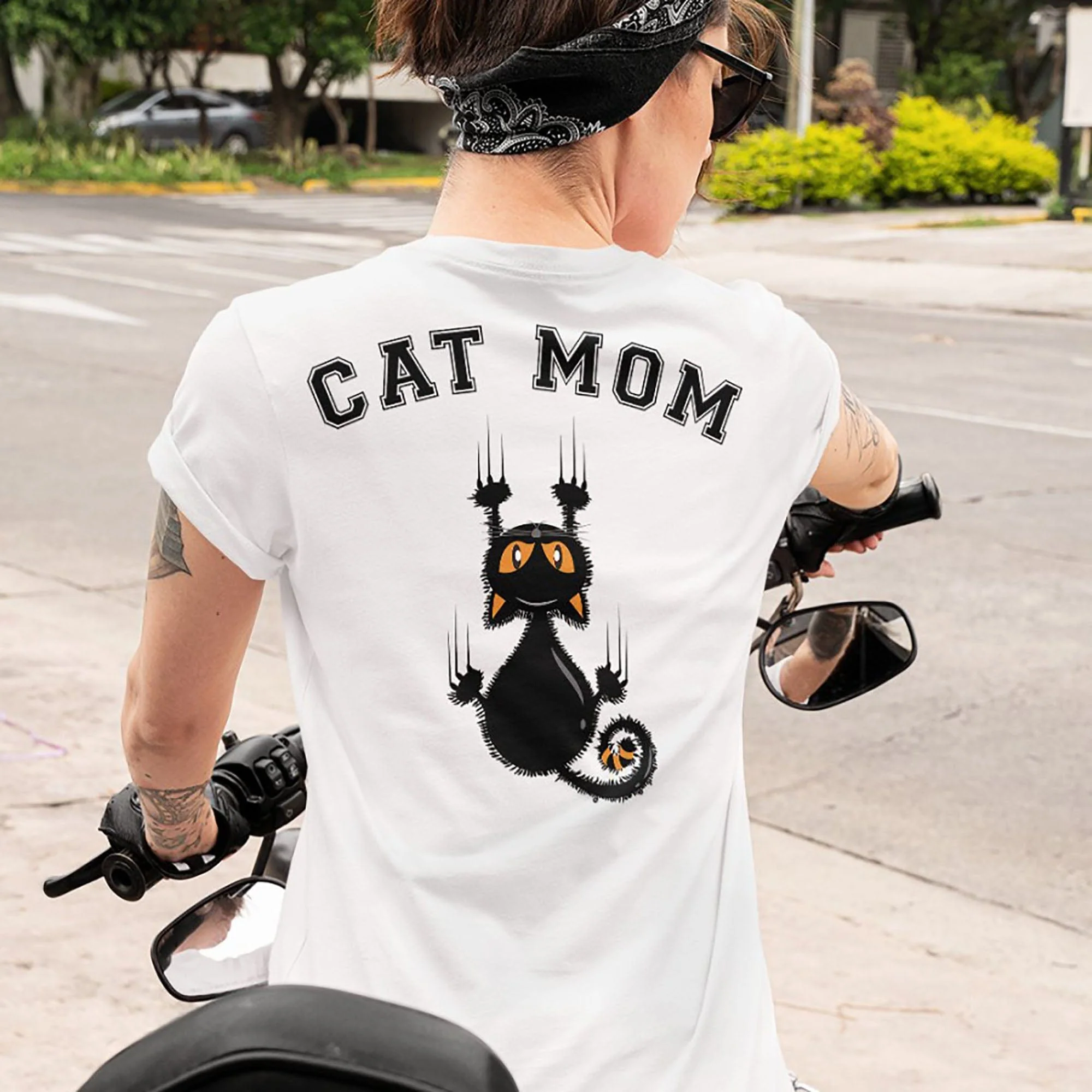 Cat Dad Cat Mom Personalized Custom Cat Bright Backside Shirt C434 - Image 4