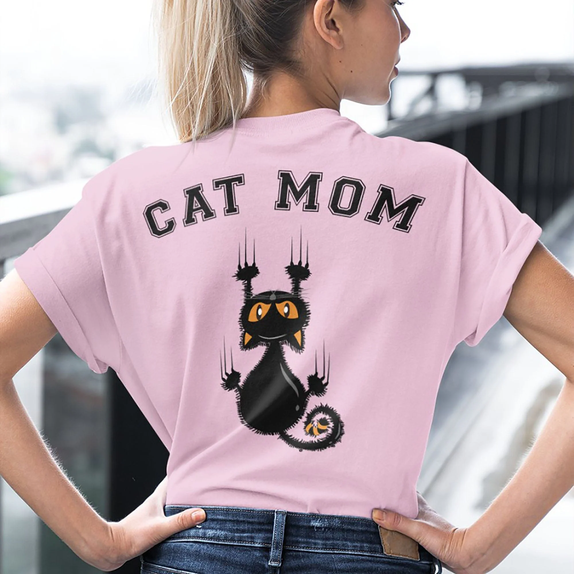 Cat Dad Cat Mom Personalized Custom Cat Bright Backside Shirt C434 - Image 5