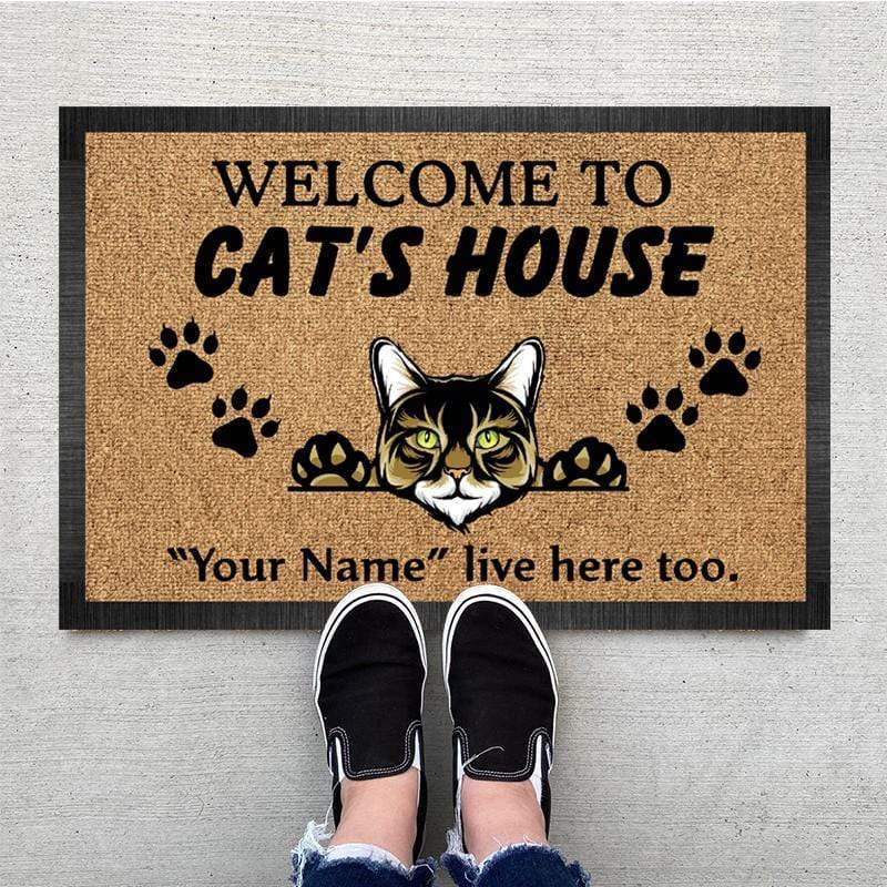 Welcome To Cat's House, Cat Doormat, Cat Lover Gift, For Cat Mom, Home Decor 889837 - Image 2
