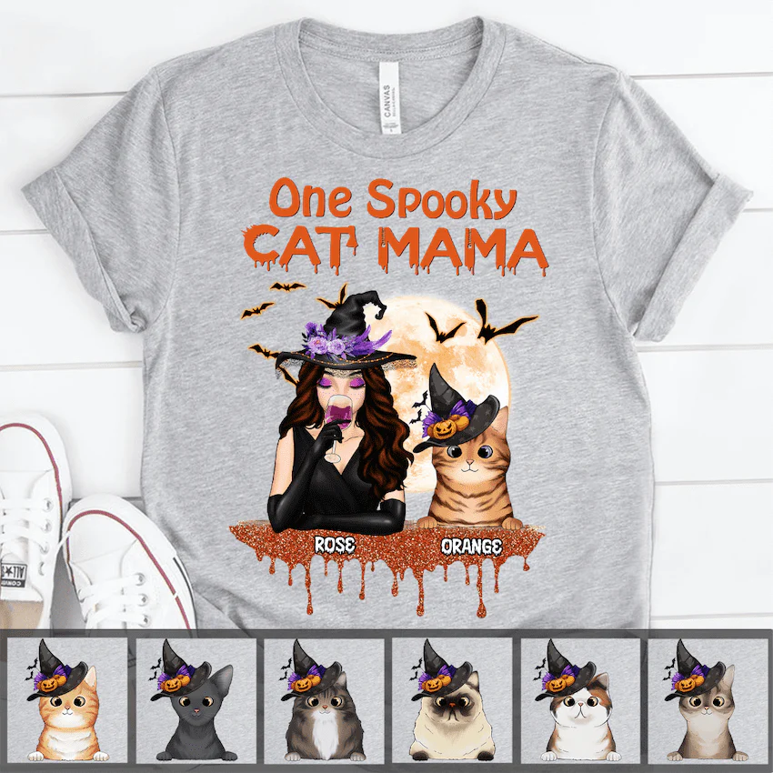 One Spooky Cat Mama Cat T-shirt, HN590