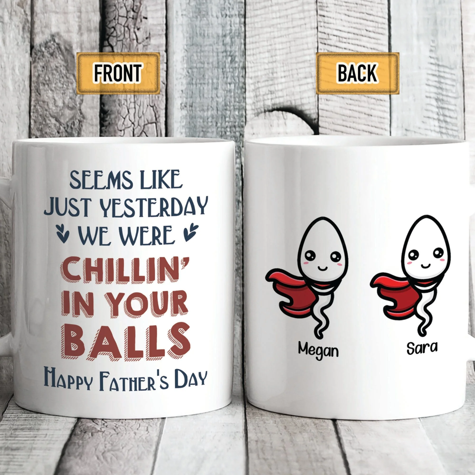Chillin' In Dad Balls Personalized Custom Father's Day Mug DA199 890483 - Image 2