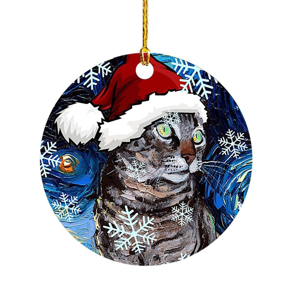 Cute Dog Cat with Hat Christmas Tree Ornament - Image 12