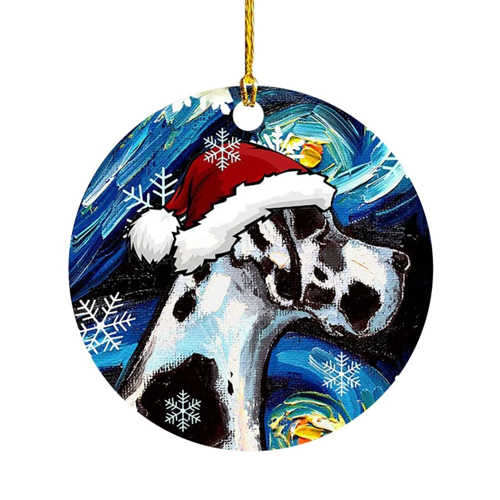 Cute Dog Cat with Hat Christmas Tree Ornament - Image 19