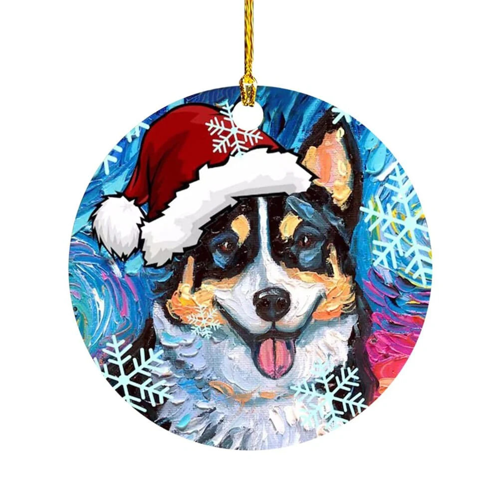 Cute Dog Cat with Hat Christmas Tree Ornament - Image 2