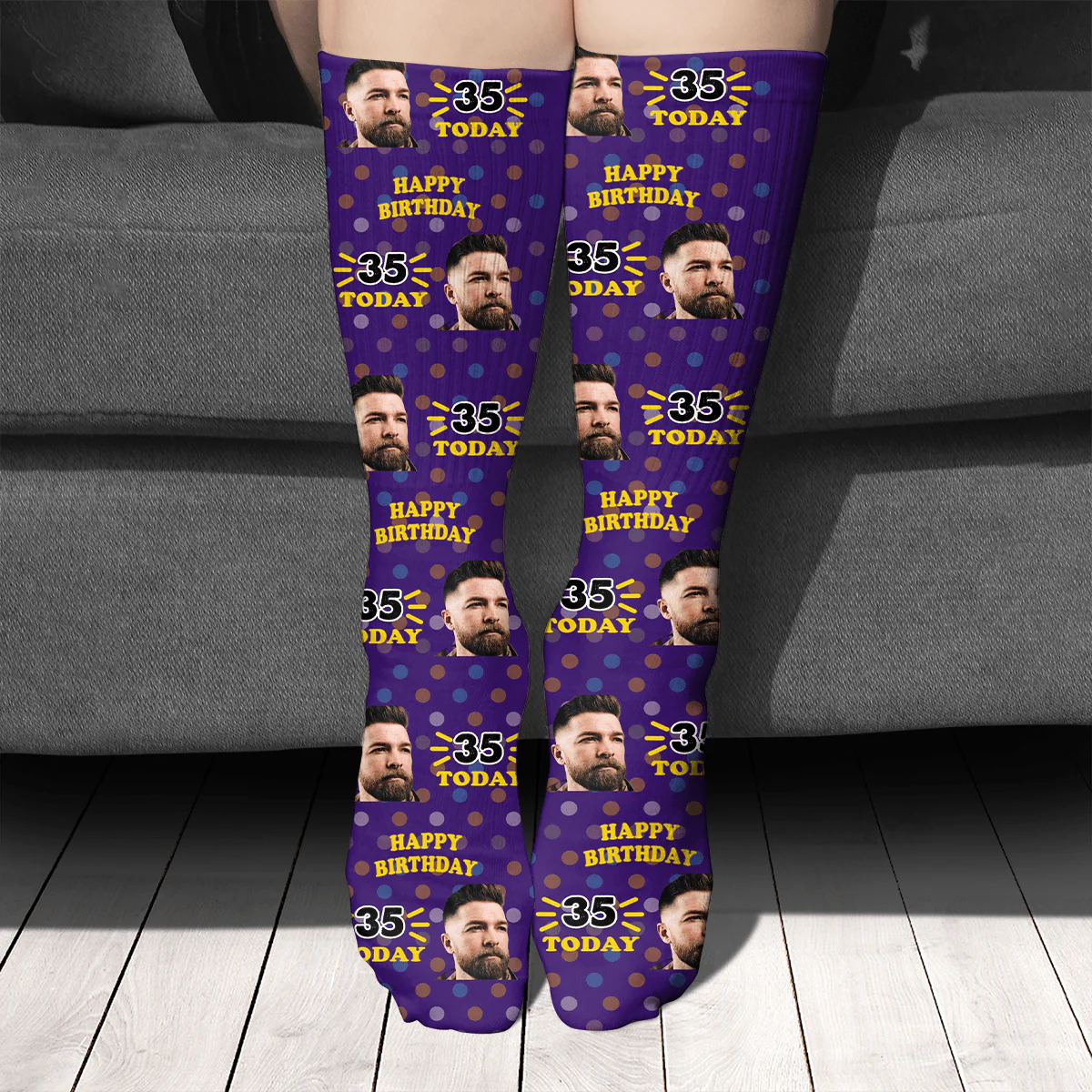 Gift For Birthday, Custom Photo And Age Socks, Personalized Gift For Family SG02 - Image 3