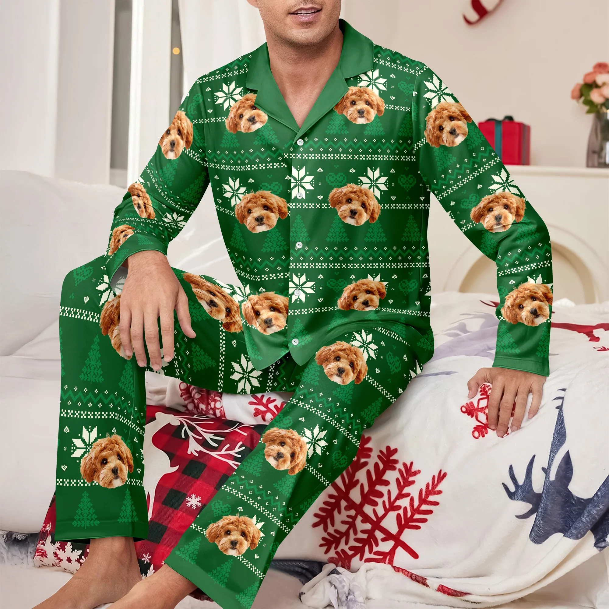 Christmas Is Coming Aztec Pattern - Custom Dog Face Photo Pajamas Christmas Gift For Dog Lovers CH07 896134 - Image 2