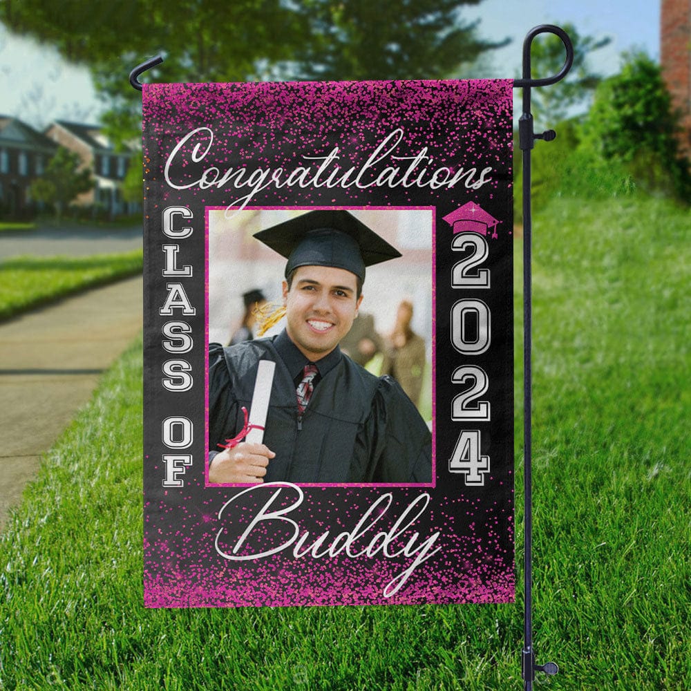 Congratulations Graduation Senior Class of 2024 Sparkle Photo Garden Flag