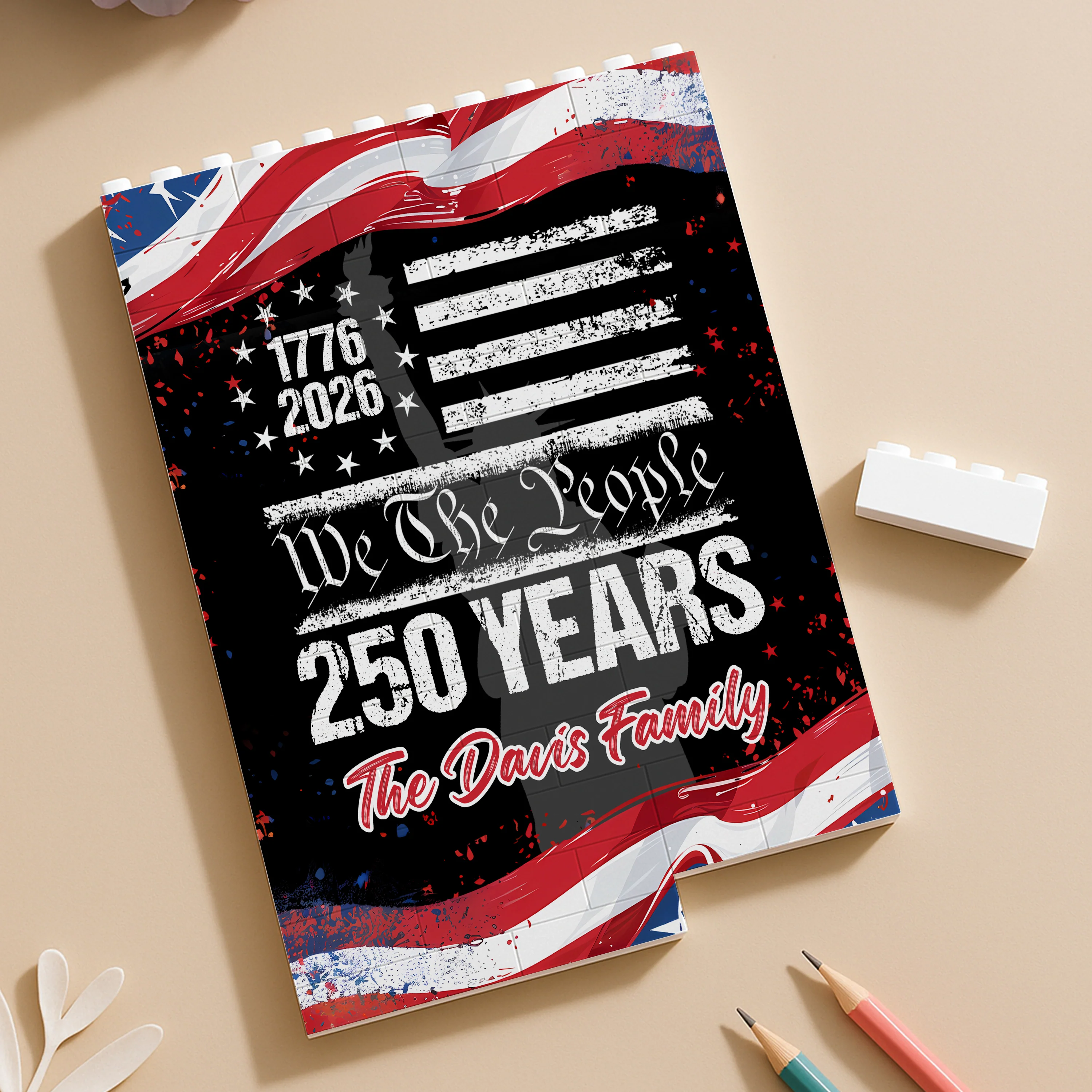 Custom 250 Years USA 250th Birthday 1776-2026 Eagle Building Brick Blocks HA75 920538 - Image 6