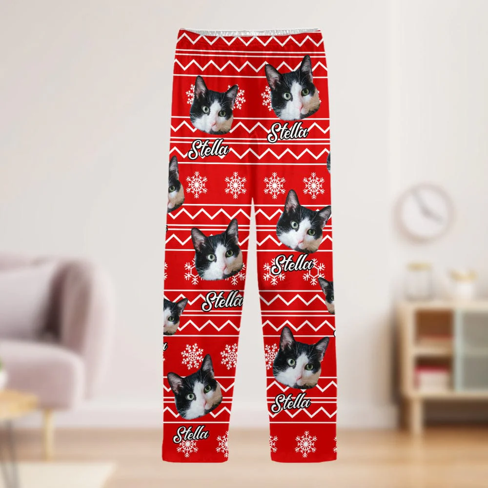 Custom Cat Photo With Christmas Background Pajamas DA199 889506 - Image 3