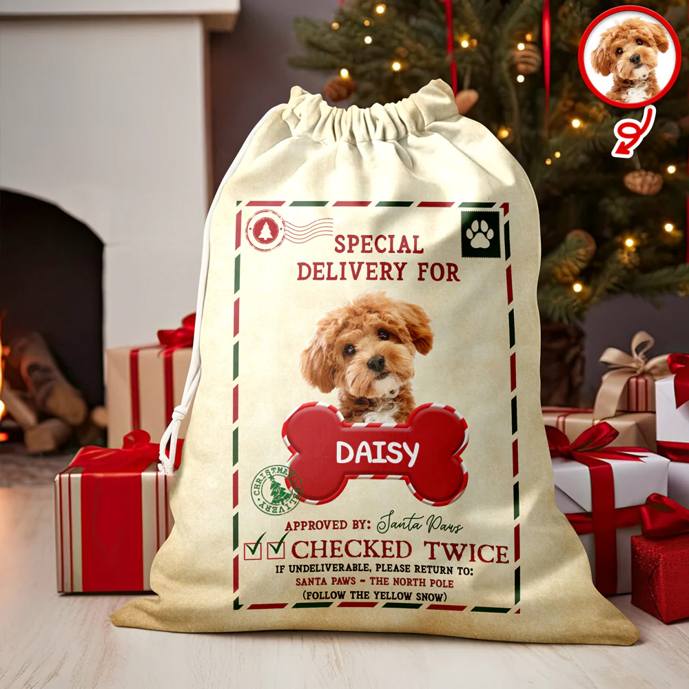 Custom Dog Photo Santa Sack Special Delivery Dog Christmas Gift Bag CH07 895760 - Image 5