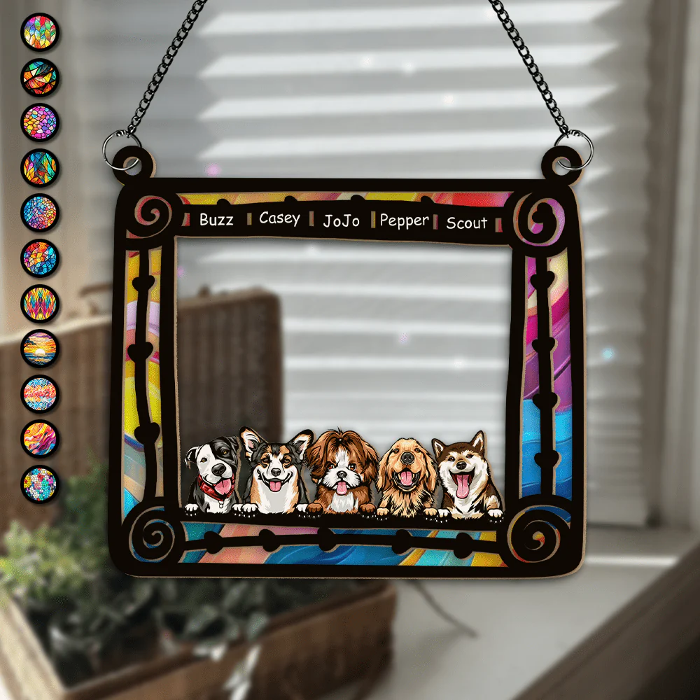 Custom Dog Photo Sitting In Frame Window Hanging Suncatcher Ornament HO82 891200 - Image 2