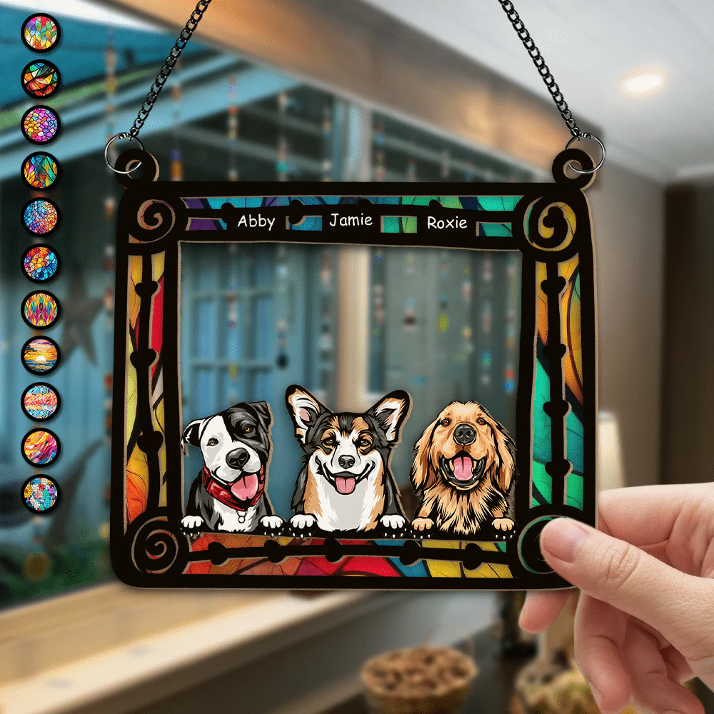 Custom Dog Photo Sitting In Frame Window Hanging Suncatcher Ornament HO82 891200 - Image 3