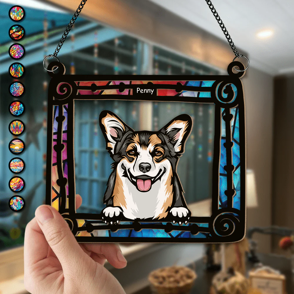 Custom Dog Photo Sitting In Frame Window Hanging Suncatcher Ornament HO82 891200 - Image 4