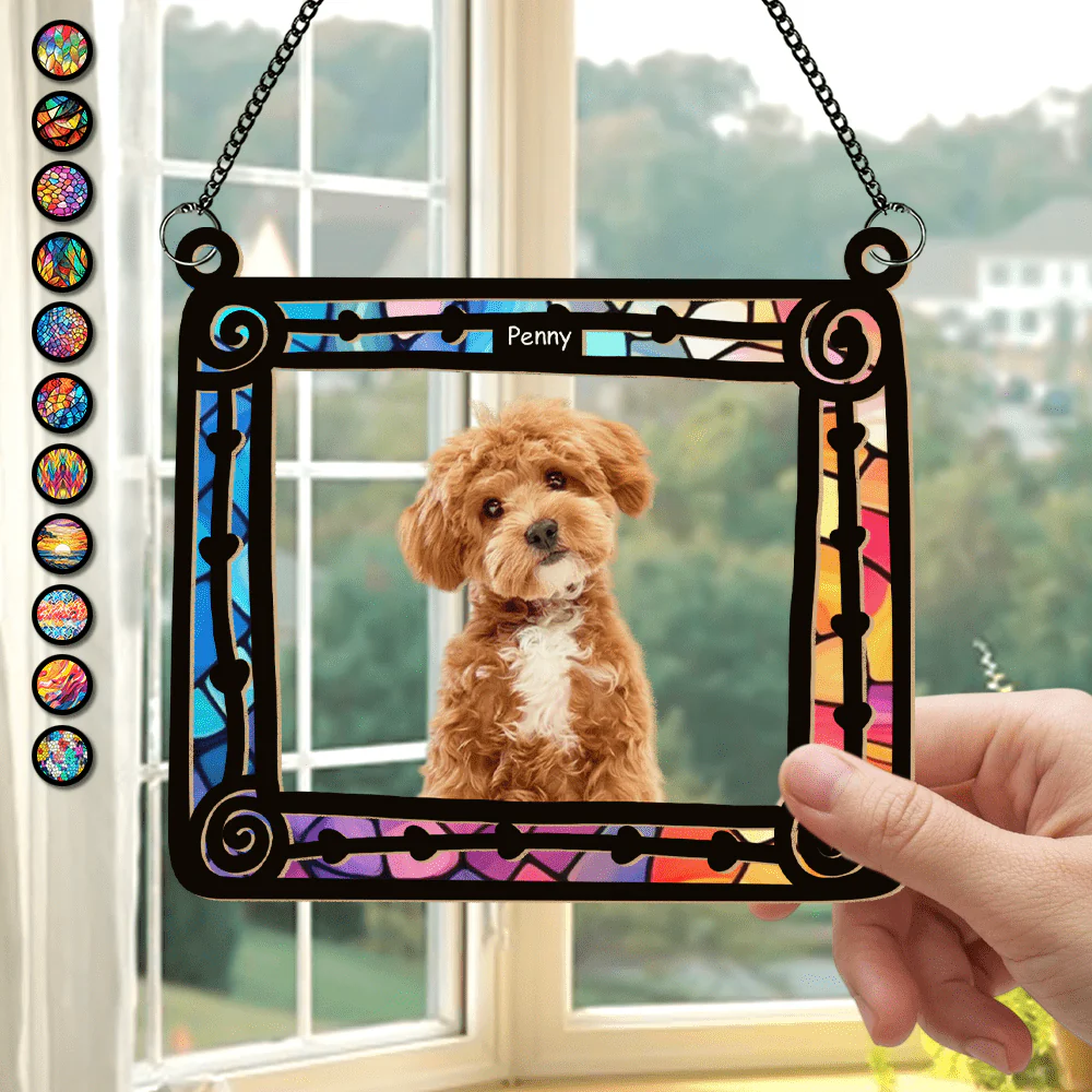 Custom Dog Photo Sitting In Frame Window Hanging Suncatcher Ornament HO82 891200 - Image 5