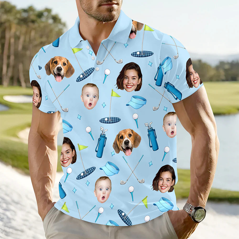 Custom Face Golf Polo Shirt Gift For Golfers, Gift For Dad, Husband HA75 898688 - Image 4