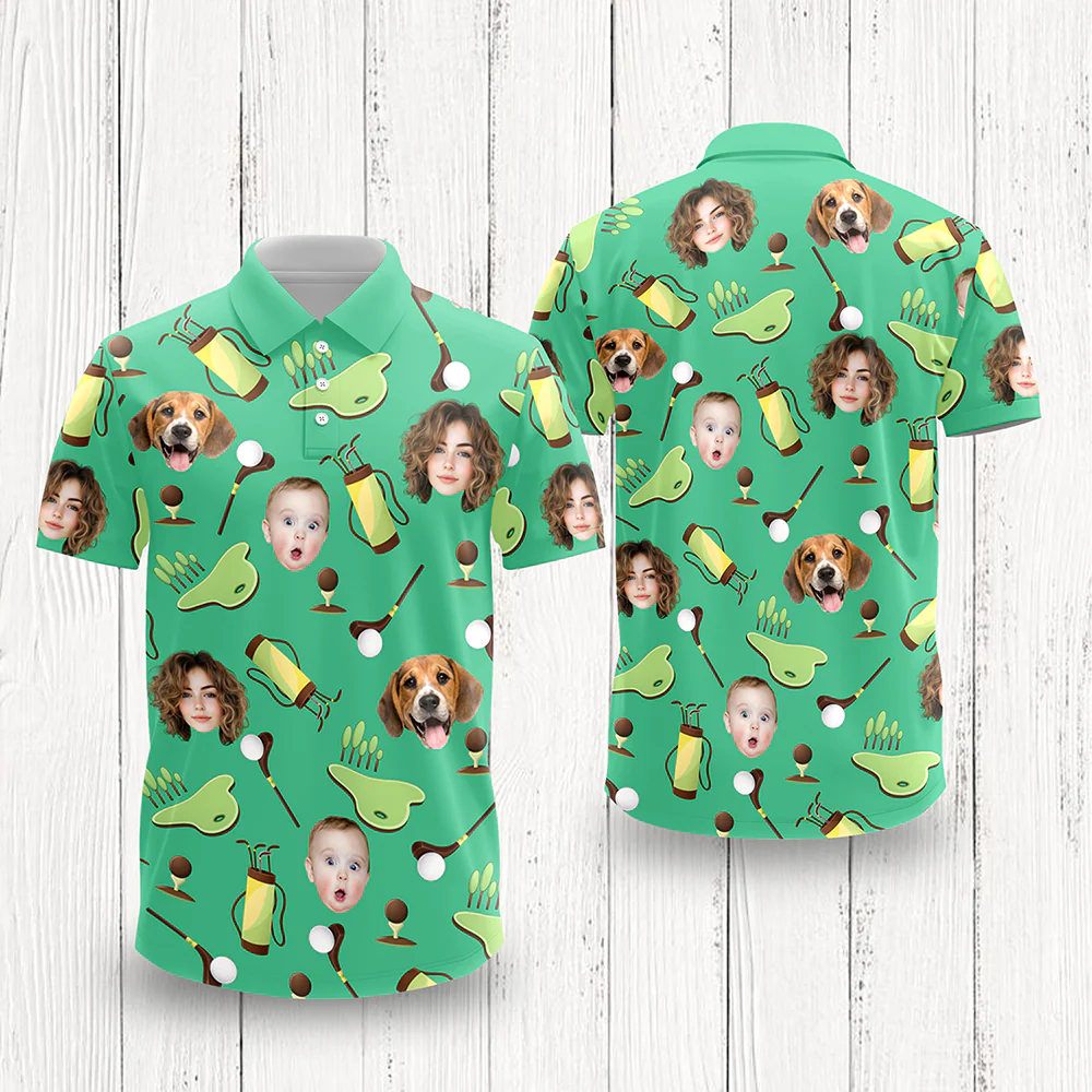 Custom Face Golf Polo Shirt Gift For Golfers, Gift For Dad, Husband HA75 898688 - Image 7