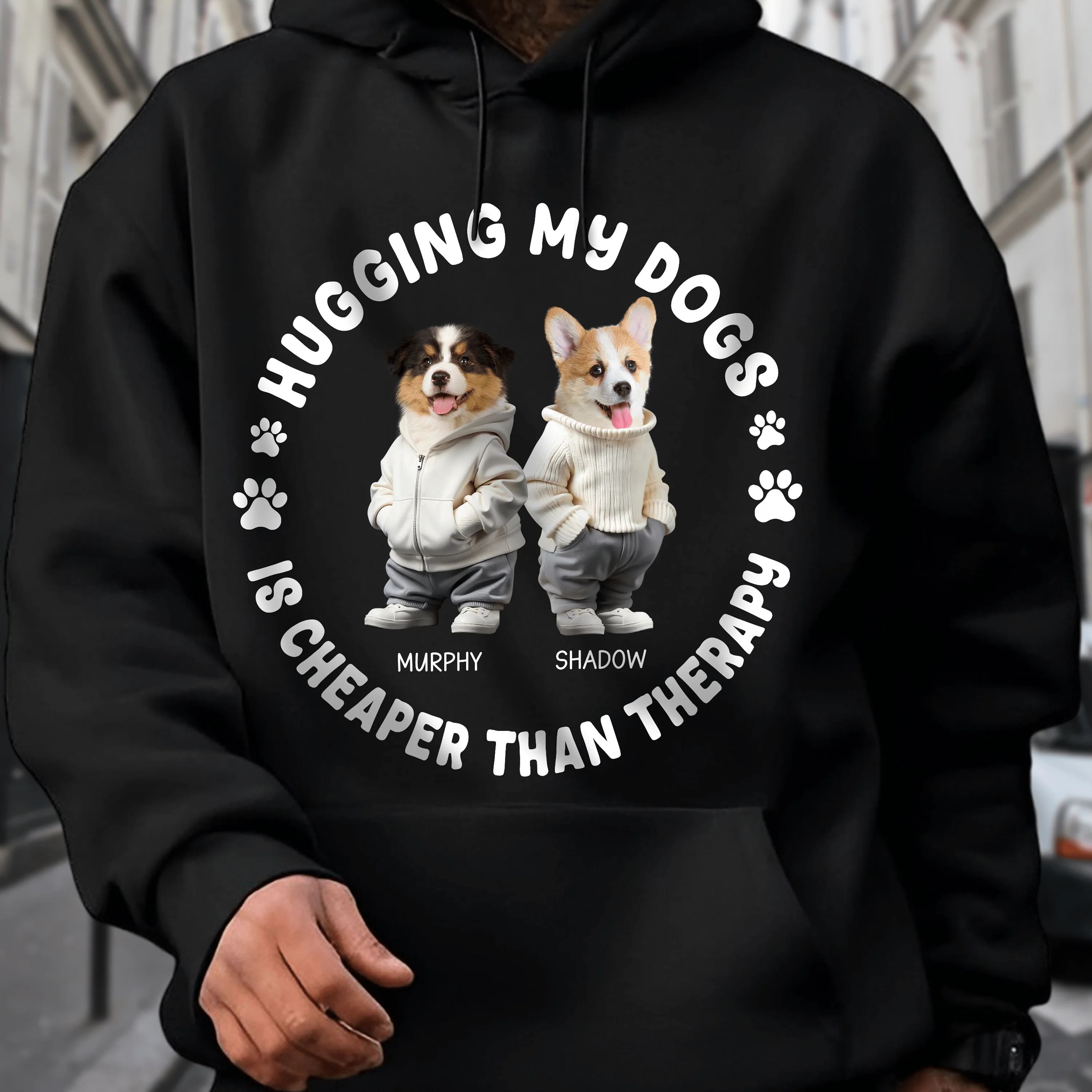 Custom Face Photo Hugging My Dog Dark Sweatshirt For Dog Lovers HO82 893486 - Image 6