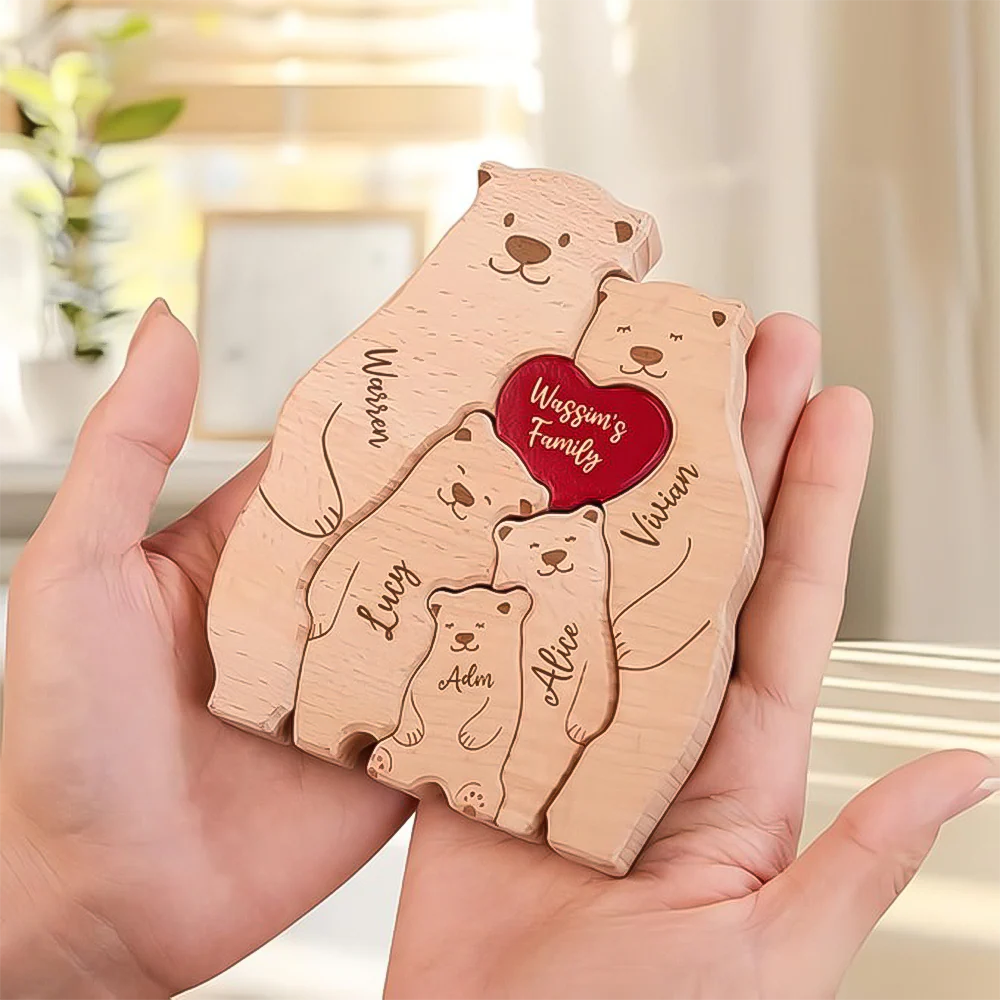 Custom Family Bear Puzzle, Engraved Family Name Puzzle Mother's Day Gift, Family Home Decor HA75 920734 - Image 10
