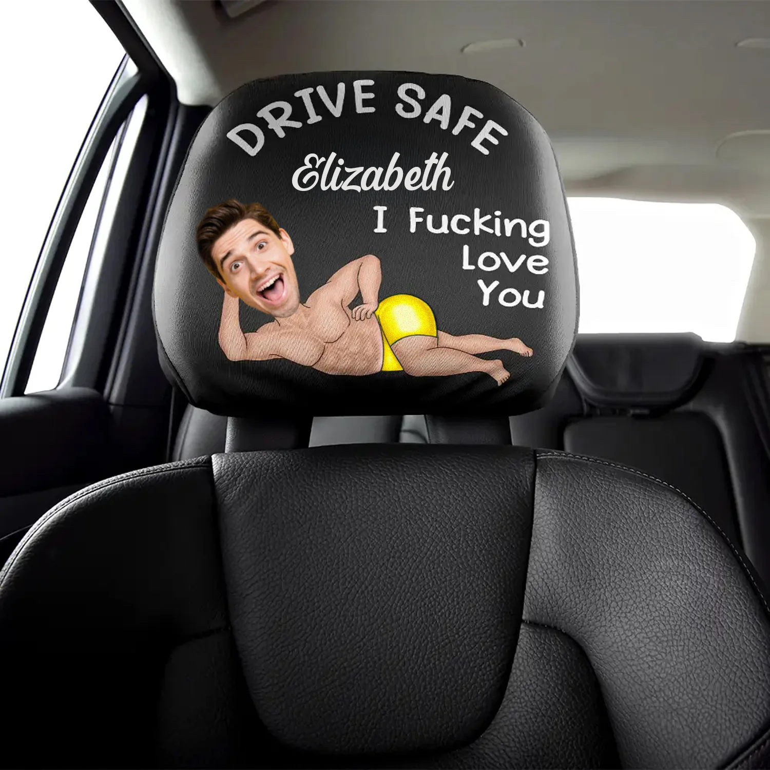 Custom Funny Photo Couple Drive Safe I Freaking Love You - Personalized Car Headrest Covers CH07 910090 - Image 5
