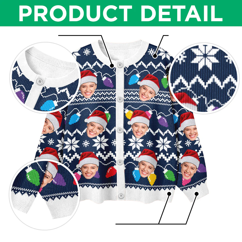 Custom Funny Photo Xmas Leds Cardigan Gift For Family HO82 900268 - Image 5