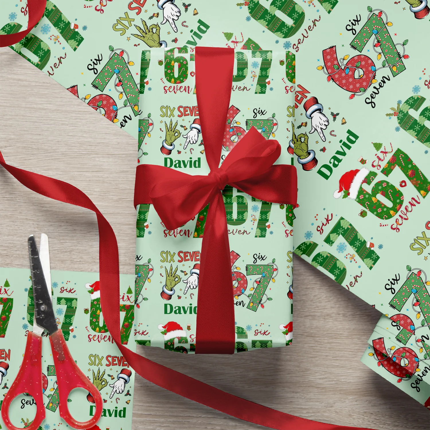 Custom Name 67 Christmas Wrapping Paper Personalized Six Seven Number Wrapping Paper CH07 899220 - Image 3