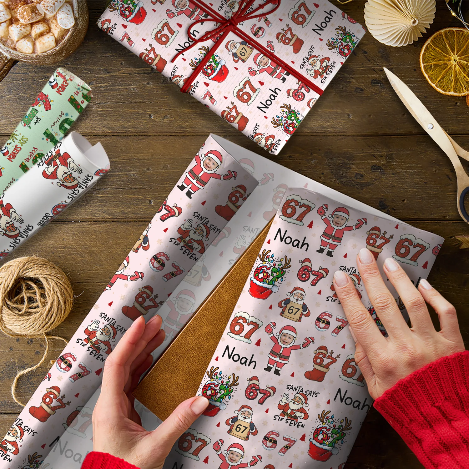 Custom Name 67 Christmas Wrapping Paper Personalized Six Seven Number Wrapping Paper CH07 899220 - Image 4