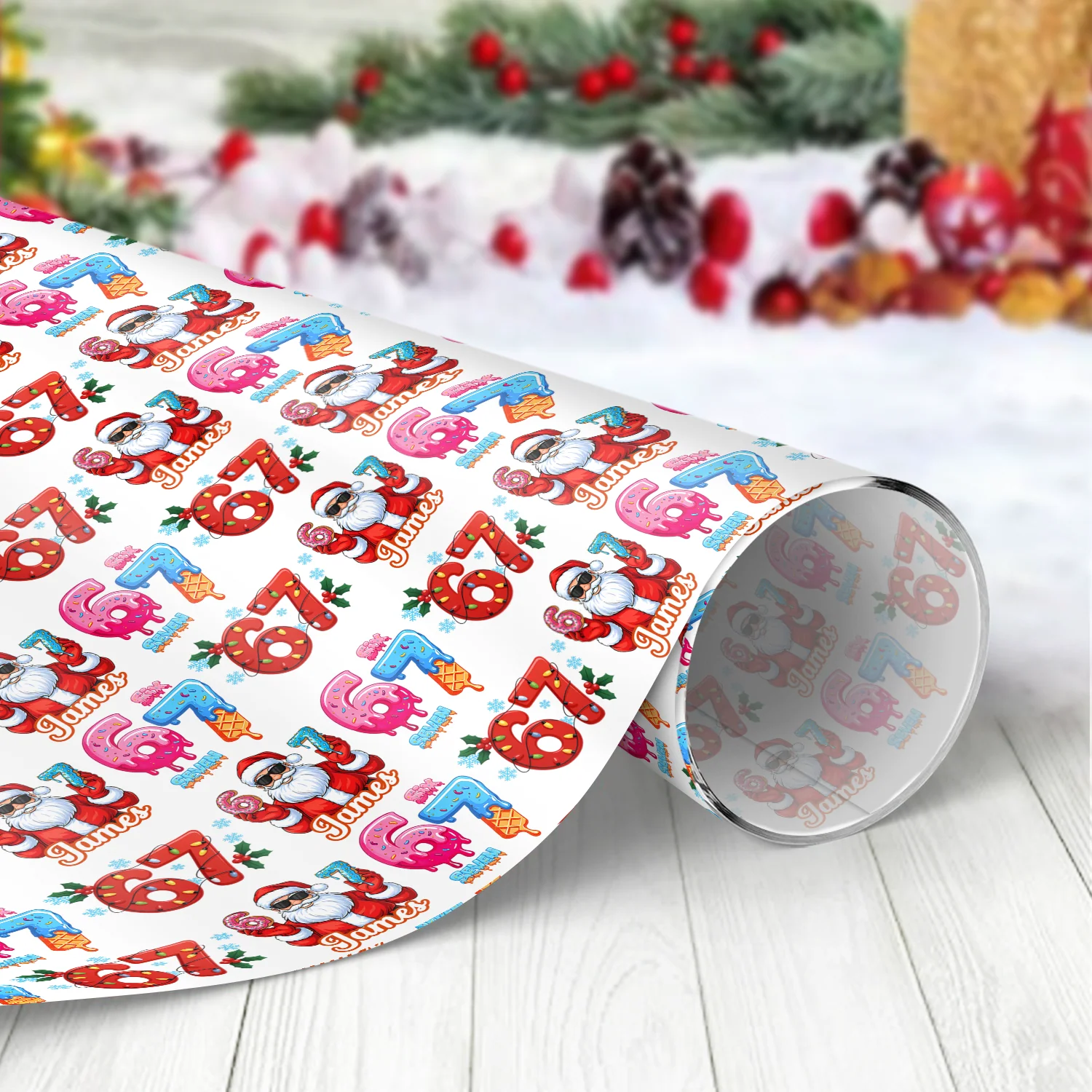 Custom Name 67 Christmas Wrapping Paper Personalized Six Seven Number Wrapping Paper CH07 899220 - Image 5