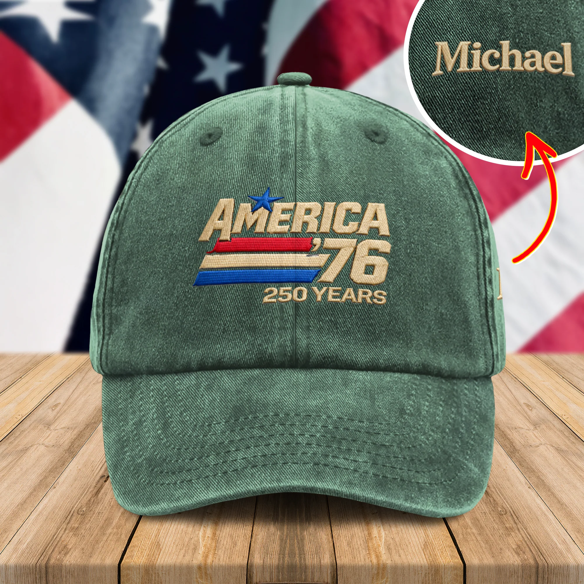 Custom Name America Anniversary Embroidered Baseball Cap TH10 169499 - Image 4