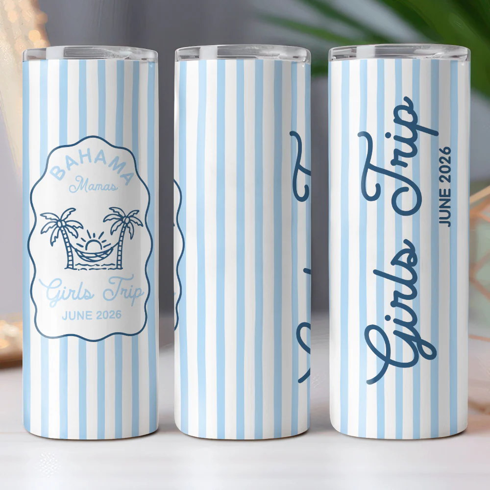 Custom Name Beach Icon Skinny Tumbler - Personalized Summer Party Cup HO82 902992 - Image 4