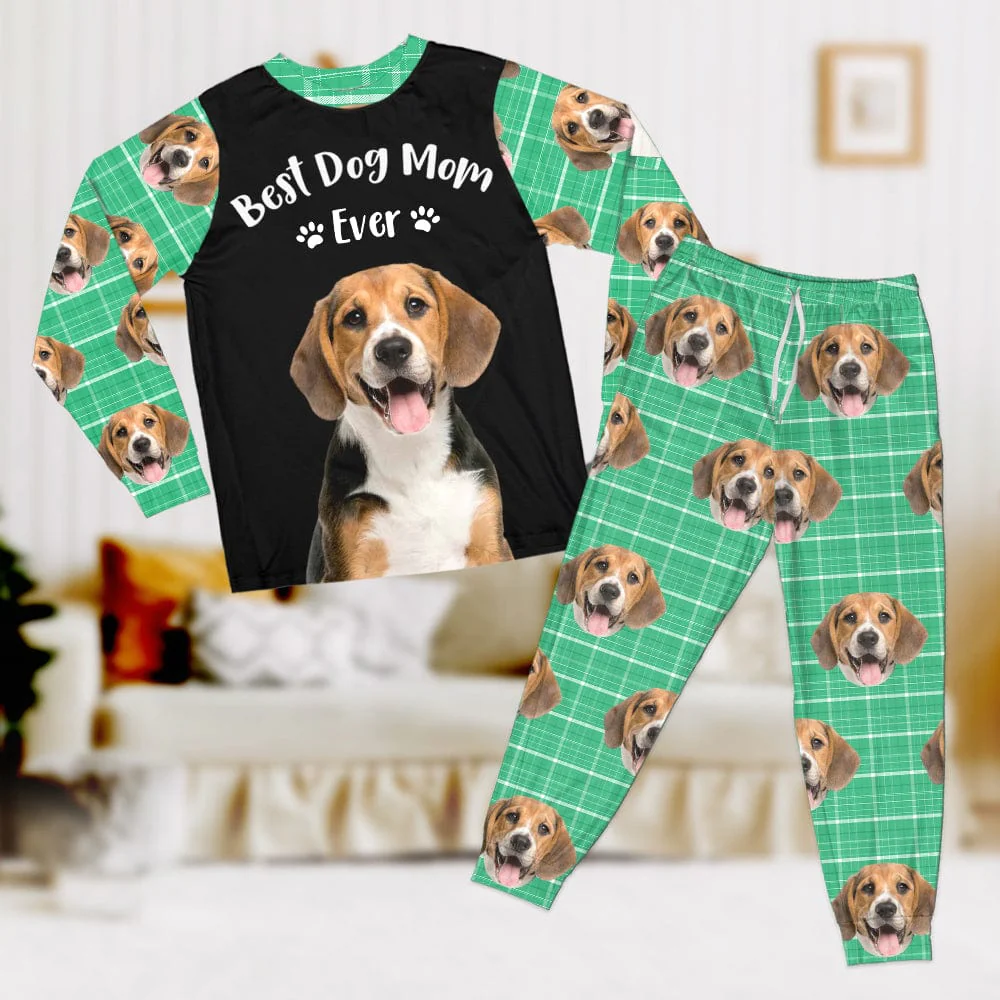 Custom Photo Best Dog Mom, Dog Dad Ever Christmas Sleepwear HA75 891548 - Image 3